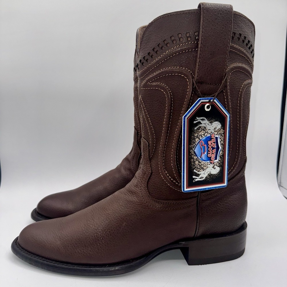Wild‎ West Roper Boots Men's Size 9 EE Wide Brown Cowhide Leather - Picture 10 of 16